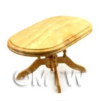 Dolls House Miniature Light Oak Oval Dining Room Table  