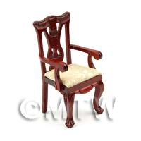 1/12th scale - Dolls House Miniature Georgian Style Carved Chair With Gold Seat