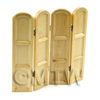 1/12th scale - Dolls House Miniature Solid Wood Varnished 4 Part Folding Vanity Screen 