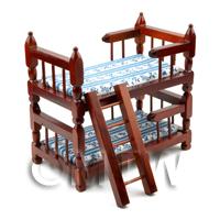 Dolls House Miniature Set Of Mahogany Bunk Beds 