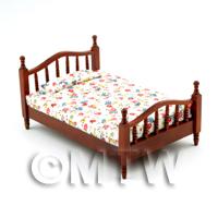Dolls House Miniature Mahogany Coloured Wooden Bed 