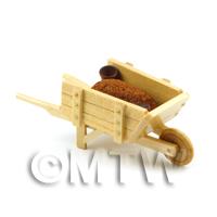 Dolls House Miniature Wood Wheelbarrow with Pots and Earth 