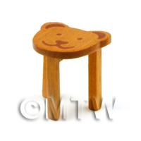 Dolls House Miniature Childrens Wood Teddy Bear Stool 