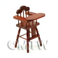 Dolls House Miniature Childrens Mahogany High Chair 