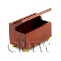 Dolls House Miniature Solid Wood Mahogany Colour Storage Box 