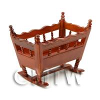 Dolls House Miniature Solid Wood Mahogany Colour Crib