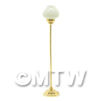 Dolls House Miniature Gold Floor Lamp With Round White Shade