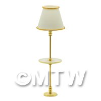 Dolls House Miniature Gold Floor Lamp With White Shade