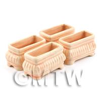 4 Dolls House Miniature Light Salmon Miniature Ceramic Flower Boxes / Planter