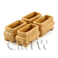 4 Dolls House Miniature Light Brown Miniature Ceramic Flower Boxes / Planter