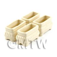 4 Dolls House Miniature Light Cream Miniature Ceramic Flower Boxes / Planter