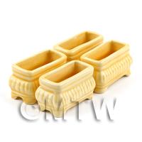 4 Dolls House Miniature Light Orange Miniature Ceramic Flower Boxes / Planter