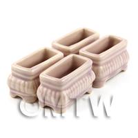 4 Dolls House Miniature Pale Lilac Miniature Ceramic Flower Boxes / Planterr