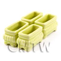 4 Dolls House Miniature Lime Yellow Miniature Ceramic Flower Boxes / Planter