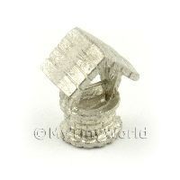 Dolls House Miniature White Metal Wishing Well