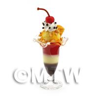  Dolls House Miniature Chocolate,Vanilla and Strawberry Sundae 