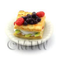 Dolls House Miniature Belgian Waffles and Summer Fruit Topping