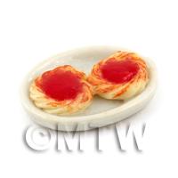 Dolls House Miniature Strawberry Jam filled Puff Pastries on a Plate