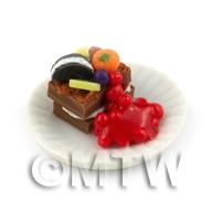Dolls House Miniature Cream filled Chocolate Sponge With fruit topping