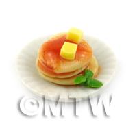 Dolls House Miniature Butter Topped Pancakes and Syrup