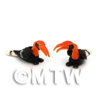 2 Handmade Dolls House Miniature Orange Hornbills