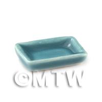 Dolls House Miniature 20mm Aquamarine Oblong Ceramic Plate