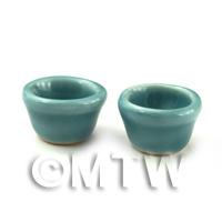 Dolls House 16mm Aquamarine Ceramic Flower Pot