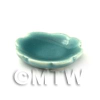 Dolls House 17mm Aquamarine Scalloped Edged Plate