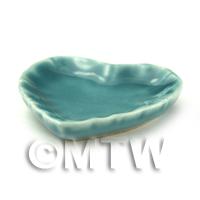 Dolls House Miniature 30mm Aquamarine Heart Shaped Ceramic Plate