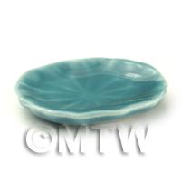 Dolls House Miniature 36mm Aquamarine Leaf Pattern Plate