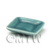 Dolls House 20mm Aquamarine Ceramic Square Plate