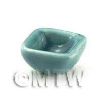 Dolls House Miniature 12mm Aquamarine Square Ceramic Bowl