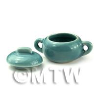 Dolls House Miniature Ceramic Aquamarine Vegetable Serving Dish 