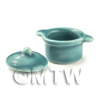 Miniature Ceramic Aquamarine Large Casserole Pot