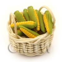 Dolls House Miniature Basket of Handmade Sweet Corn