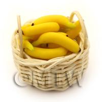 Dolls House Miniature Basket of Handmade Loose Bananas