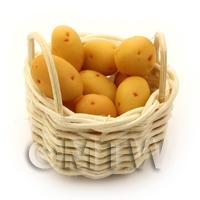 Dolls House Basket of Hand Made Baking Potatoes