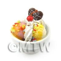 Dolls House Miniature Fruit Salad and Ice Cream in a Bowl 