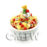 Dolls House Miniature Fruit Salad and Ice Cream in a Bowl