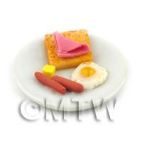 Dolls House Miniature American Breakfast Egg Sunny Side Up