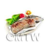 Dolls House Miniature Whole Cooked Steamed Salted Fish With Chilli Dip