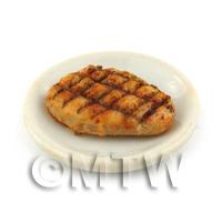 Dolls House Miniature Sirloin Steak on a  White Ceramic Plate