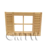 Dolls House Miniature Window with Fixed Shutters  