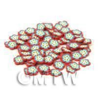50 Red and Blue Flower Cane Slices - Nail Art (CNS28)