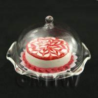 Miniature Glass Cake Stand (B) and Red Bakewll Style Iced Cake set