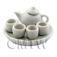 Handmade Dolls House Miniature Shiny White Glazed Ceramic Tea Set