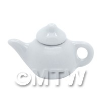 Handmade Dolls House Miniature White Glazed Ceramic Teapot