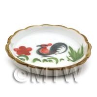 Miniature Handmade 40mm Cockerel Motif Ceramic Plate