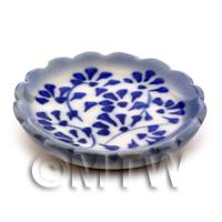 Dolls House Miniature Handmade 40mm Blue Spotted Ceramic Plate