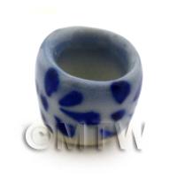 Dolls House Miniature Handmade Tiny Blue Spotted Ceramic Flower Pot